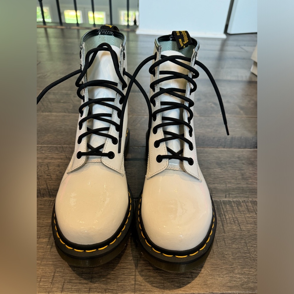 Doc Martens white patent boots